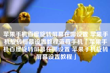 苹果手机百度旋转屏幕在哪设置 苹果手机旋转屏幕设置教程蓝莓手机「苹果手机百度旋转屏幕在哪设置 苹果手机旋转屏幕设置教程」 苹果手机百度旋转屏幕在哪设置 苹果手机旋转屏幕设置教程蓝莓手机「苹果手机百度旋转屏幕在哪设置 苹果手机旋转屏幕设置教程」
